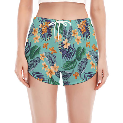 Vintage Hawaiian Aloha Pattern Print Women's Split Running Shorts