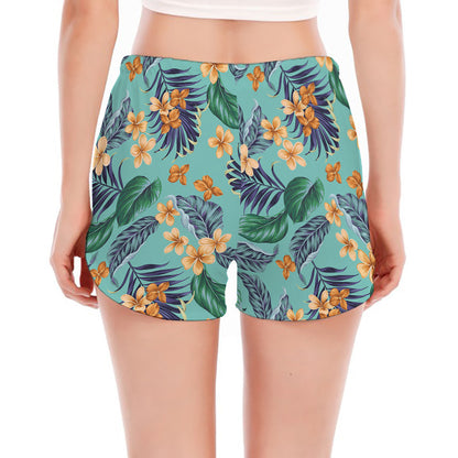 Vintage Hawaiian Aloha Pattern Print Women's Split Running Shorts