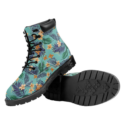 Vintage Hawaiian Aloha Pattern Print Work Boots
