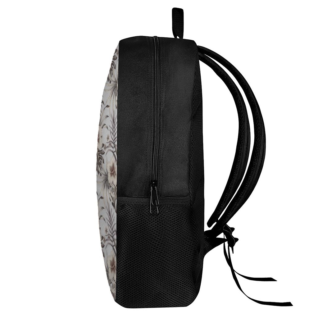 Vintage Hibiscus Plumeria Pattern Print 17 Inch Backpack