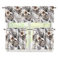 Vintage Hibiscus Plumeria Pattern Print 3 Piece Kitchen Curtains