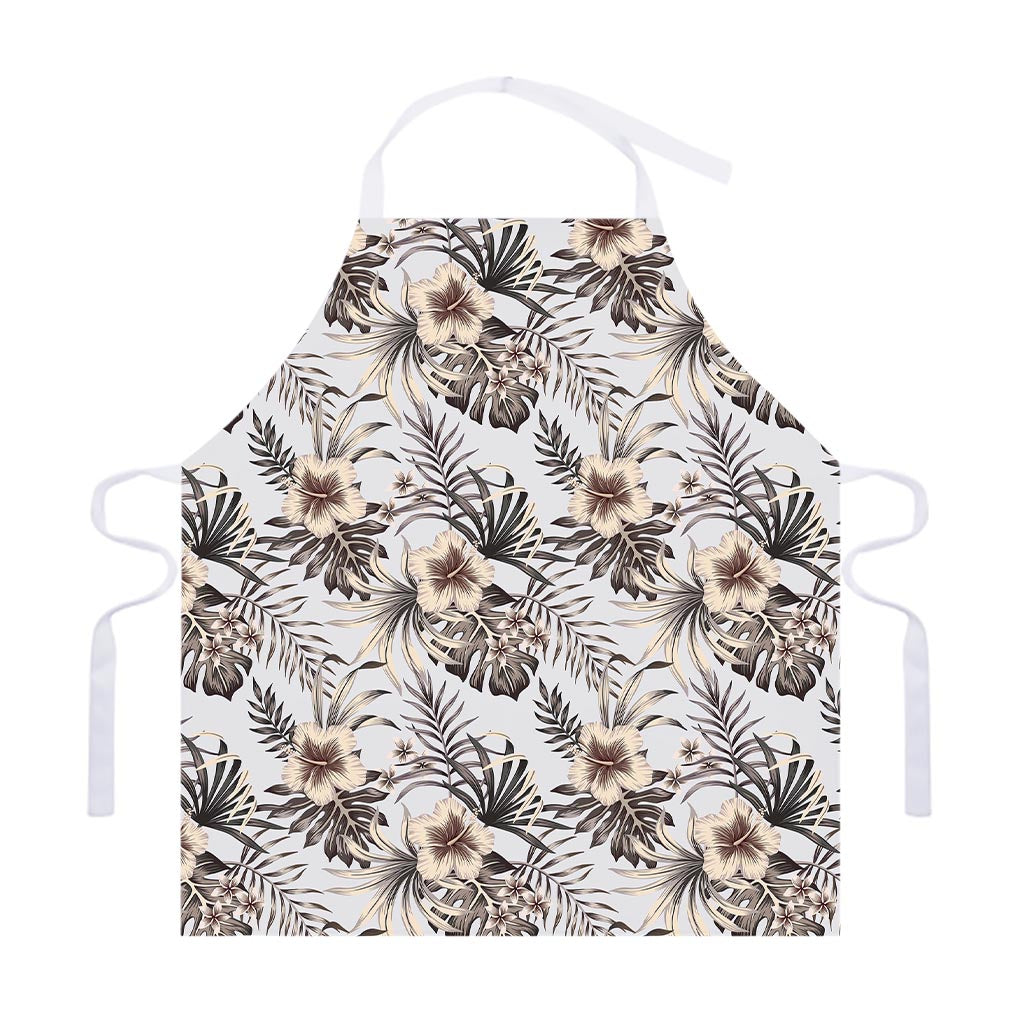 Vintage Hibiscus Plumeria Pattern Print Adjustable Apron