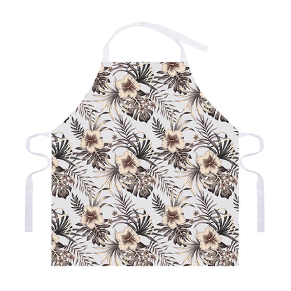 Vintage Hibiscus Plumeria Pattern Print Adjustable Apron