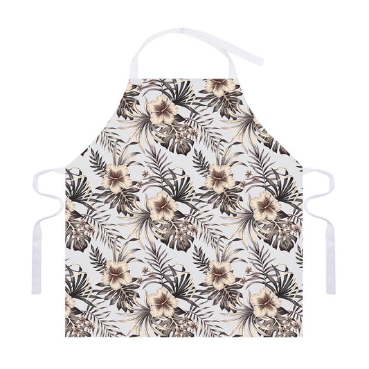 Vintage Hibiscus Plumeria Pattern Print Adjustable Apron
