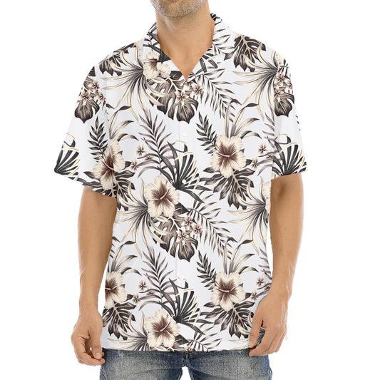 Vintage Hibiscus Plumeria Pattern Print Aloha Shirt