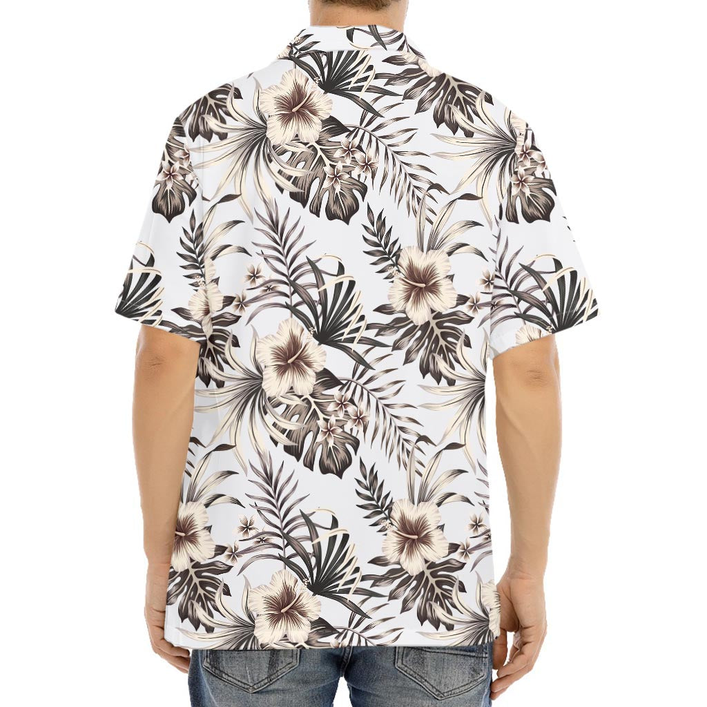 Vintage Hibiscus Plumeria Pattern Print Aloha Shirt