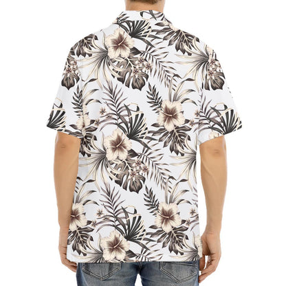 Vintage Hibiscus Plumeria Pattern Print Aloha Shirt