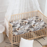 Vintage Hibiscus Plumeria Pattern Print Baby Crib Sheet