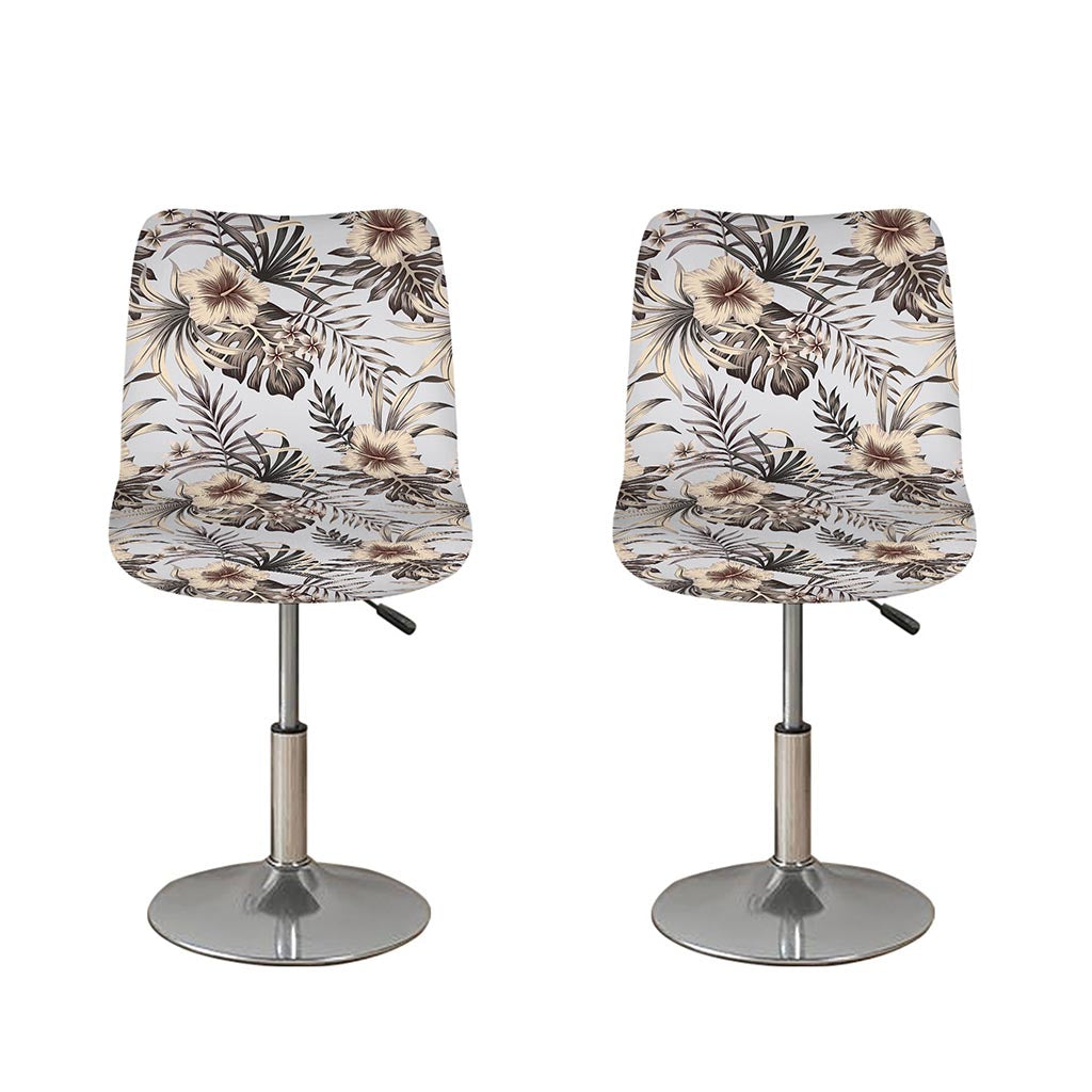 Vintage Hibiscus Plumeria Pattern Print Bar Stool Covers