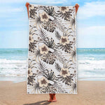 Vintage Hibiscus Plumeria Pattern Print Beach Towel