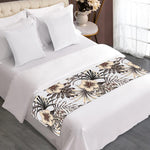 Vintage Hibiscus Plumeria Pattern Print Bed Runner