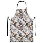 Vintage Hibiscus Plumeria Pattern Print Bib Apron With Pocket