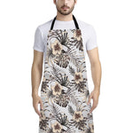 Vintage Hibiscus Plumeria Pattern Print Bib Apron With Pocket