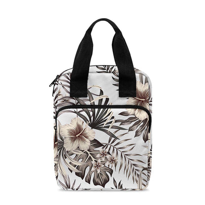 Vintage Hibiscus Plumeria Pattern Print Bible Tote Bag
