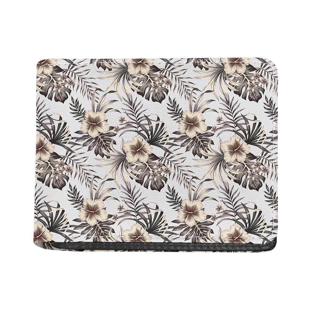 Vintage Hibiscus Plumeria Pattern Print Bifold Wallet