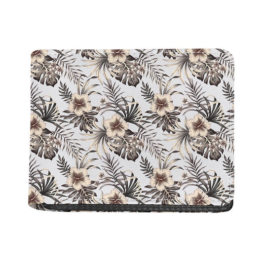 Vintage Hibiscus Plumeria Pattern Print Bifold Wallet