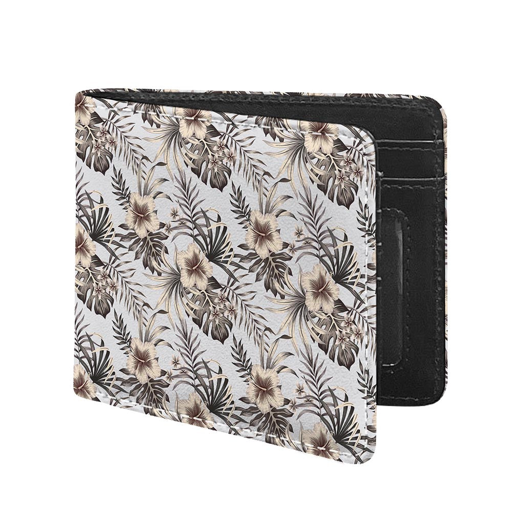 Vintage Hibiscus Plumeria Pattern Print Bifold Wallet