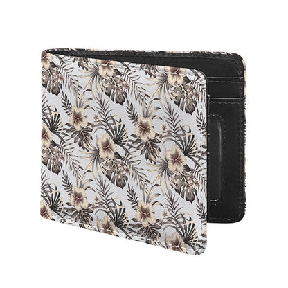 Vintage Hibiscus Plumeria Pattern Print Bifold Wallet