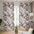 Vintage Hibiscus Plumeria Pattern Print Dimout Pencil Pleat Curtains