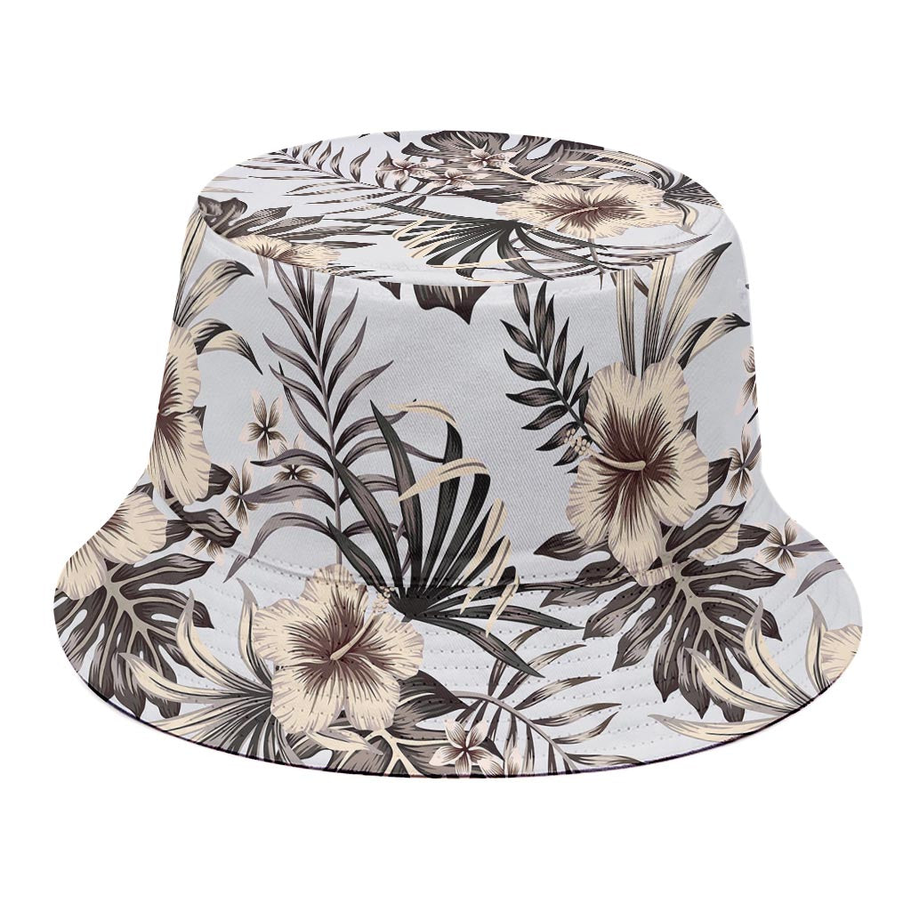 Vintage Hibiscus Plumeria Pattern Print Bucket Hat