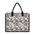 Vintage Hibiscus Plumeria Pattern Print Canvas Tote Bag