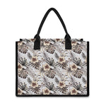 Vintage Hibiscus Plumeria Pattern Print Canvas Tote Bag