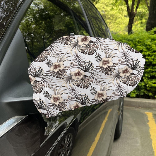 Vintage Hibiscus Plumeria Pattern Print Car Side Mirror Covers