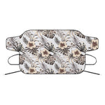 Vintage Hibiscus Plumeria Pattern Print Car Windshield Snow Cover