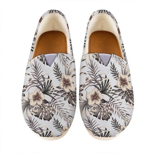 Vintage Hibiscus Plumeria Pattern Print Casual Shoes