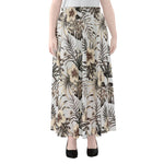 Vintage Hibiscus Plumeria Pattern Print Chiffon Maxi Skirt