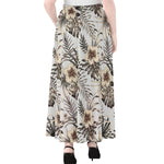 Vintage Hibiscus Plumeria Pattern Print Chiffon Maxi Skirt