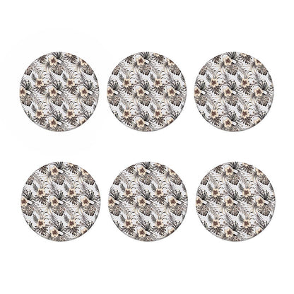 Vintage Hibiscus Plumeria Pattern Print Coaster Set