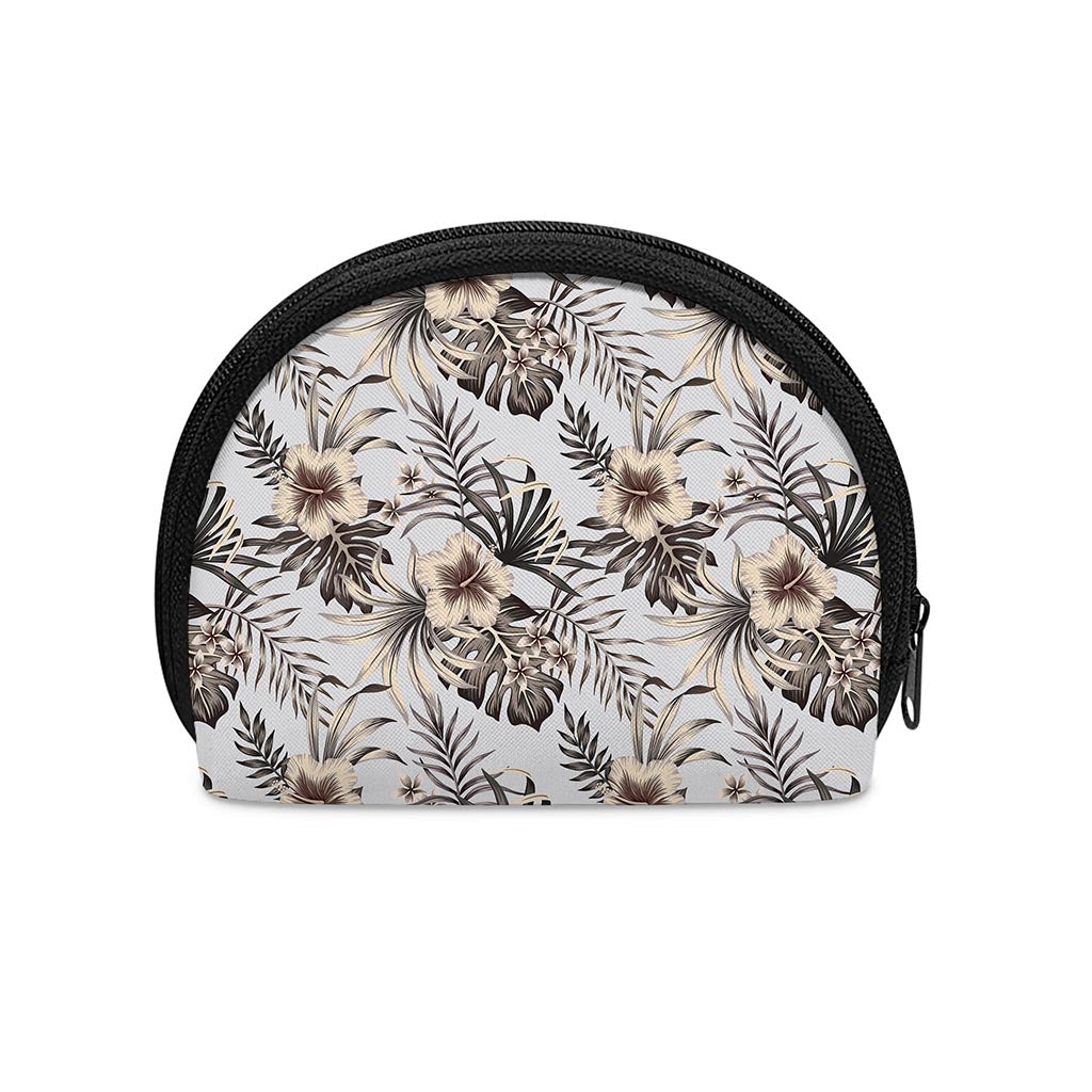 Vintage Hibiscus Plumeria Pattern Print Coin Purse