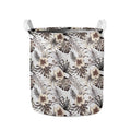 Vintage Hibiscus Plumeria Pattern Print Collapsible Laundry Basket