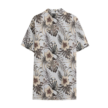 Vintage Hibiscus Plumeria Pattern Print Cotton Hawaiian Shirt