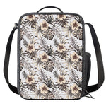 Vintage Hibiscus Plumeria Pattern Print Crossbody Lunch Bag