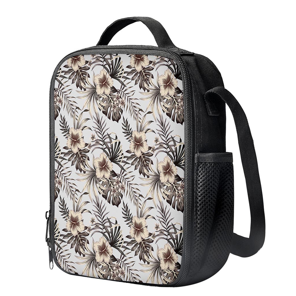 Vintage Hibiscus Plumeria Pattern Print Crossbody Lunch Bag
