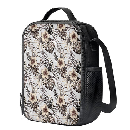 Vintage Hibiscus Plumeria Pattern Print Crossbody Lunch Bag