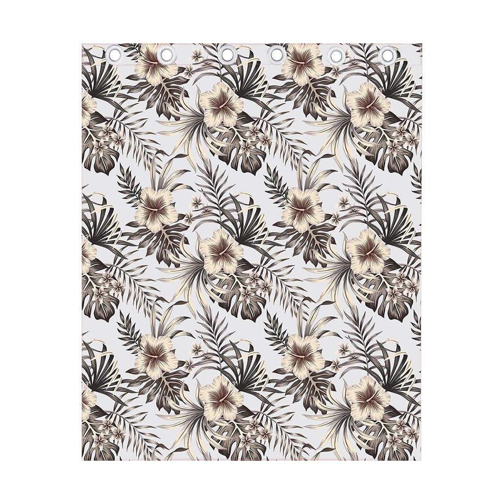 Vintage Hibiscus Plumeria Pattern Print Curtain