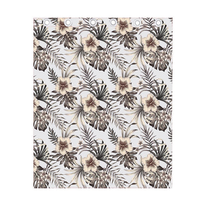 Vintage Hibiscus Plumeria Pattern Print Curtain