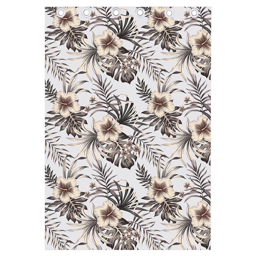 Vintage Hibiscus Plumeria Pattern Print Curtain
