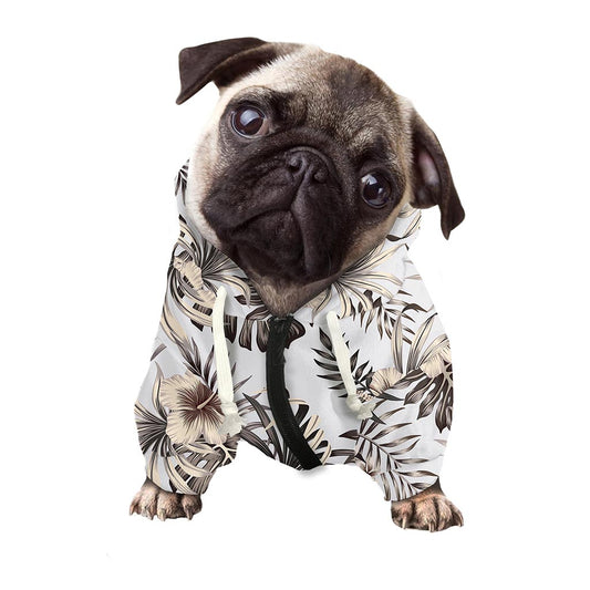 Vintage Hibiscus Plumeria Pattern Print Dog Zip Up Hoodie