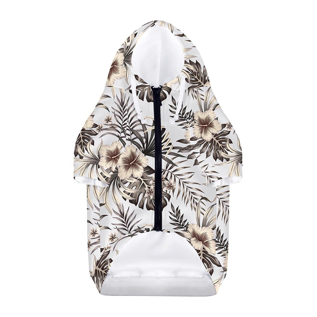 Vintage Hibiscus Plumeria Pattern Print Dog Zip Up Hoodie