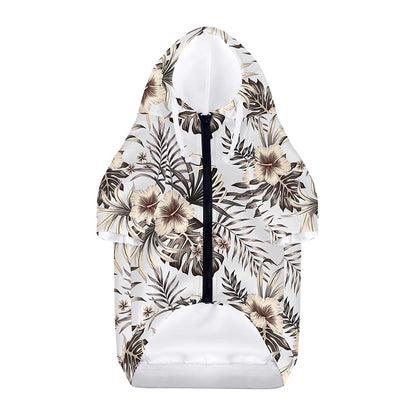 Vintage Hibiscus Plumeria Pattern Print Dog Zip Up Hoodie