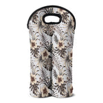 Vintage Hibiscus Plumeria Pattern Print Double Neoprene Wine Tote