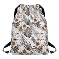Vintage Hibiscus Plumeria Pattern Print Drawstring Backpack