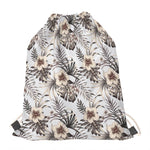 Vintage Hibiscus Plumeria Pattern Print Drawstring Bag