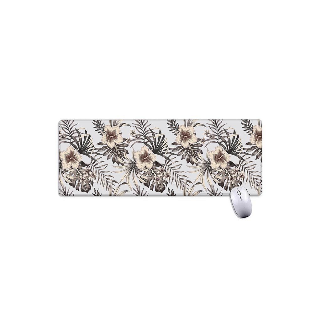 Vintage Hibiscus Plumeria Pattern Print Extended Mouse Pad