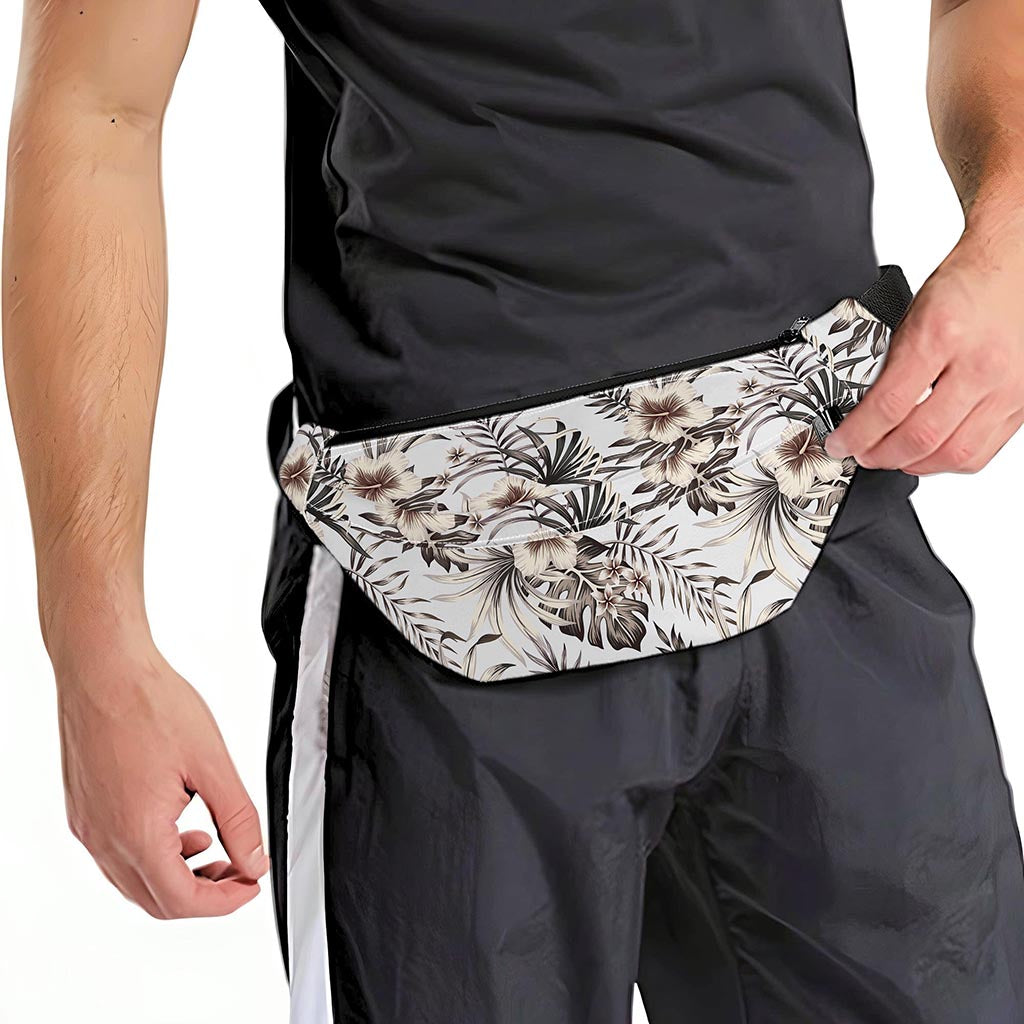 Vintage Hibiscus Plumeria Pattern Print Fanny Pack