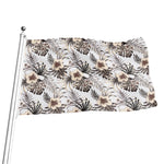 Vintage Hibiscus Plumeria Pattern Print Flag